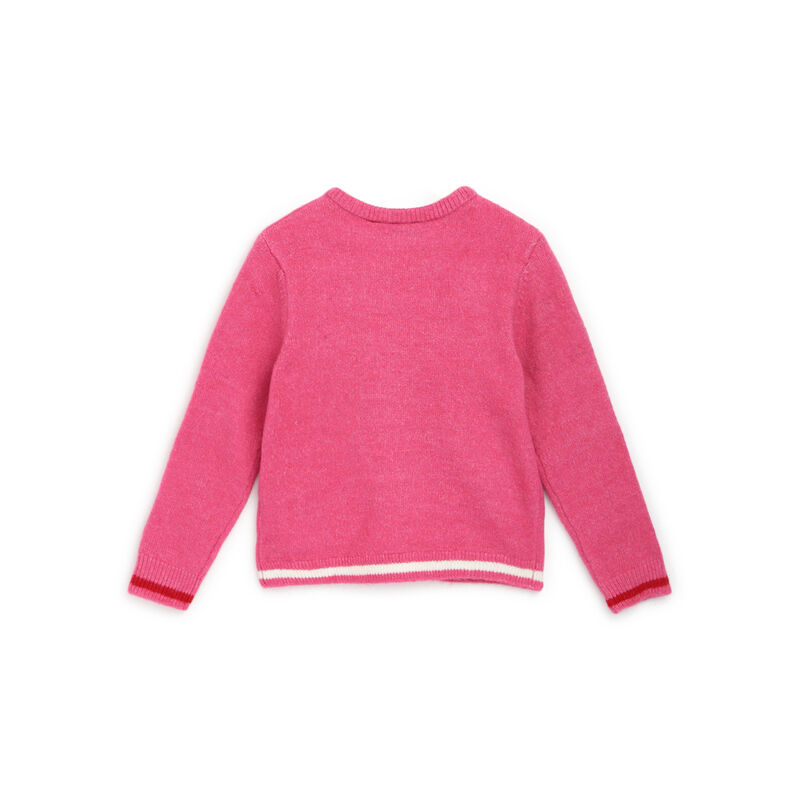 Girls Dark Pink Printed Pullover image number null